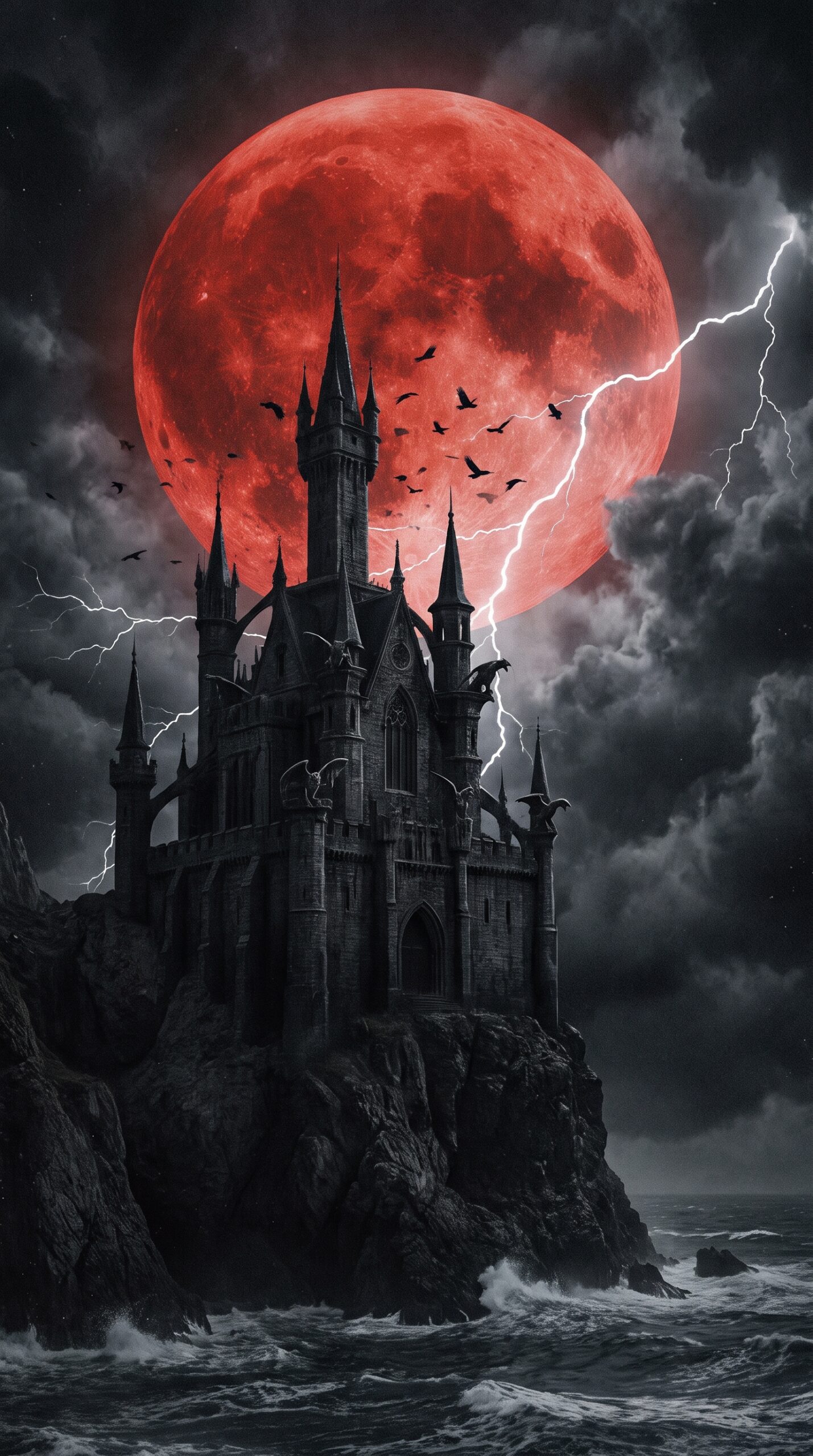 Crimson Moon Castle Wallpaper